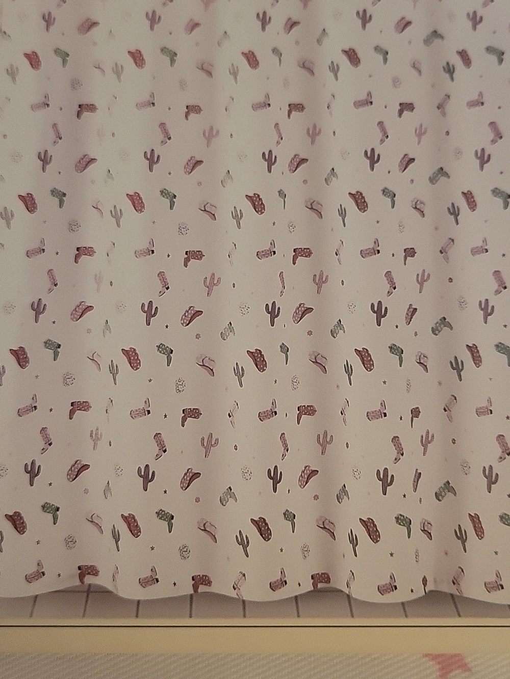 Rachel Zoe Pink and Green Cactus Pattern Shower Curtain - Picture 3 of 3